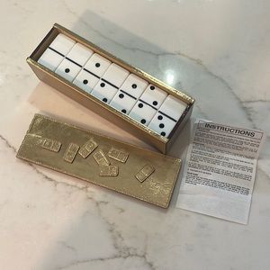 Vintage RARE EUC Kate Spade Gold Leather Box Dominoes Set